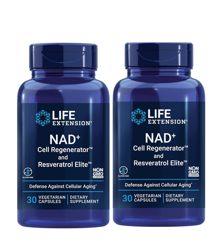 Life Extension, NAD+ Cell Regenerator and Resveratrol Elite, 30 Vegetarian Capsules 2 Pack