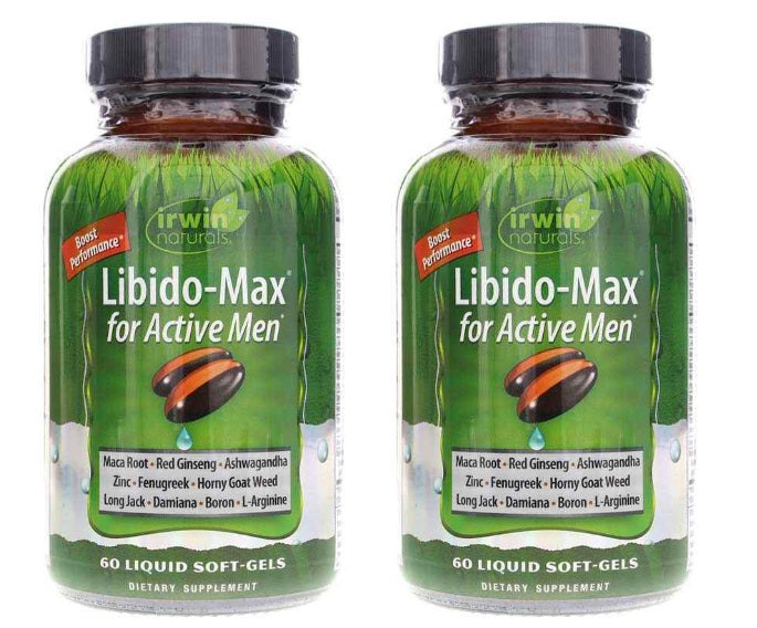 Irwin Naturals Libido-Max for Active Men Liquid Soft Gels - 2 pack Bundle