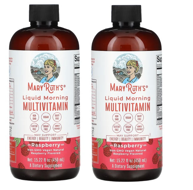 MaryRuth Organics, Liquid Morning Multivitamin, Raspberry, 15.22 fl oz (450 ml) - 2 pack