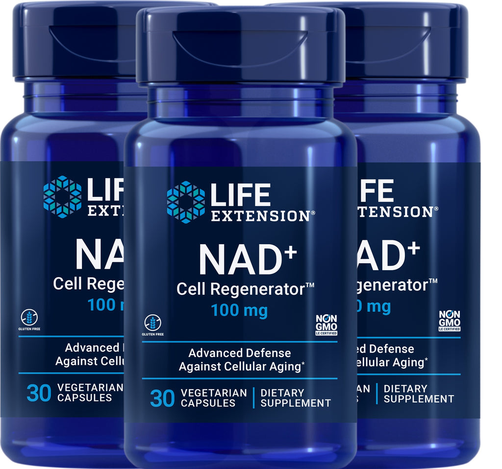 Life Extension NAD plus Cell Regenerator Nicotinamide Riboside  100 mg  30 Capsules -  3 Bottles